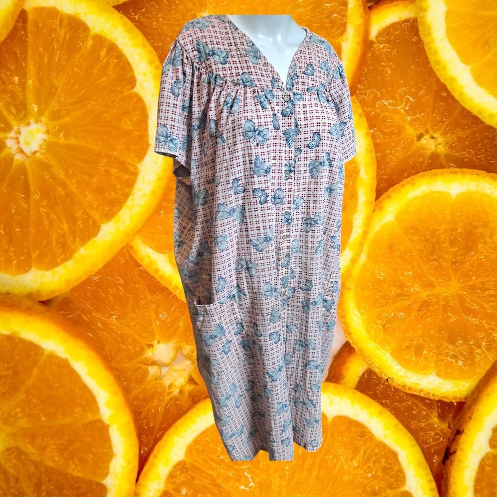 Ashley Taylor Butterfly Lounger‎ Dress Snap Front House Dress Plus Size 2X